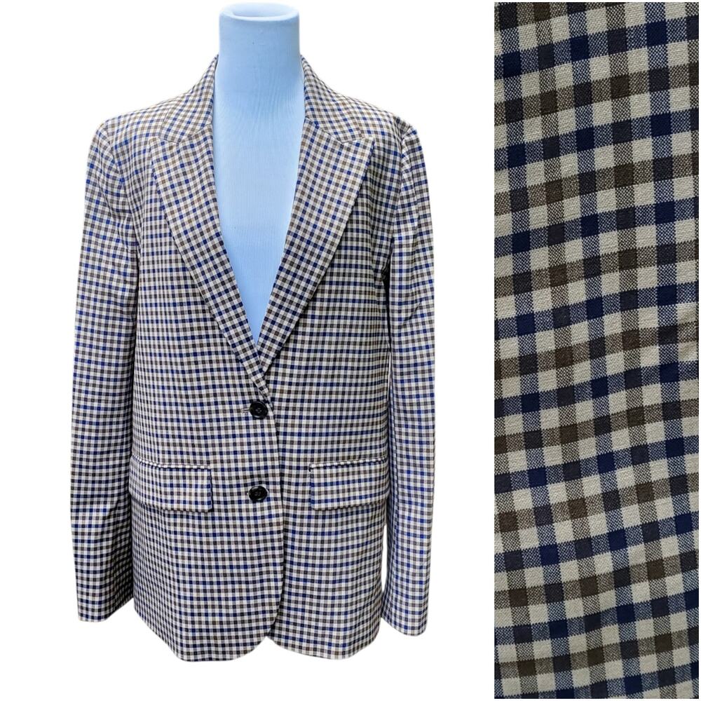 J. Crew Plaid Check Blazer Jacket Academia Preppy Stretch Wool Tollegno 1900 12T